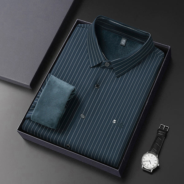Camisa de Rayas Manga Larga para Hombre - Casual Ejecutivo Primavera Otoño