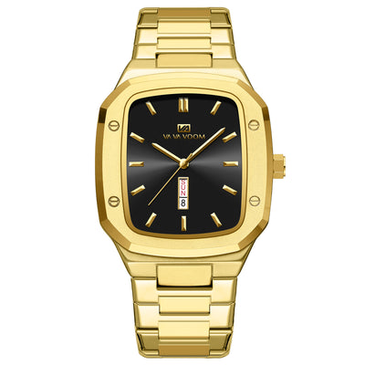 Reloj Ejecutivo Rectangular de Acero con Doble Calendario para Hombre - Image 4