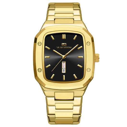 Reloj Ejecutivo Rectangular de Acero con Doble Calendario para Hombre - Image 4
