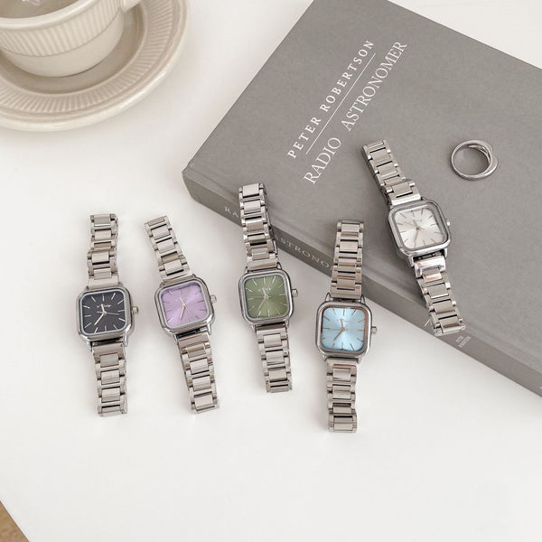 Reloj Cuadrado Retro para Mujer con Correa de Acero