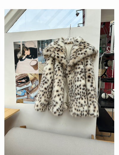 Abrigo de Piel Estampado Leopardo con Cuello de Piel para Mujer - Image 22