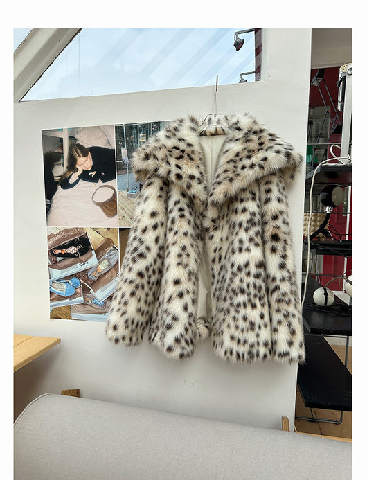 Abrigo de Piel Estampado Leopardo con Cuello de Piel para Mujer - Image 22