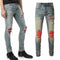 Men's Red Printed Pleated Jeans with Elastic Waist