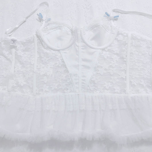 Sostén Camisola de Satén con Red y Encaje Crema Hecho a Mano - Image 10