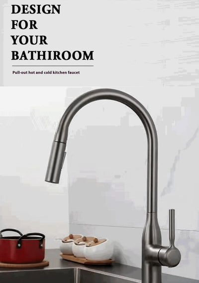 Grifo de Cocina Gris Grafito con Caño Extraíble y Doble Salida de Agua - Image 9