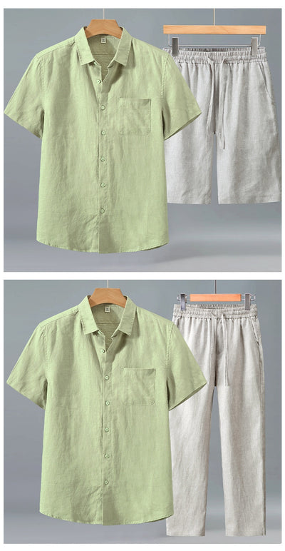 Camisa de Lino Manga Corta para Hombre - Traje Ejecutivo - Image 21