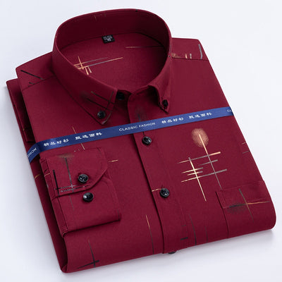 Camisa Casual Antimanchas para Hombre Maduro - Patrón Cuadros Bronce sin Planchado - Image 5