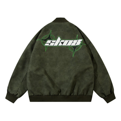 Chaqueta de Cuero PU Suelta con Bordado de Estrella Cruzada - Image 5
