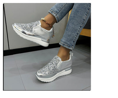 Zapatillas Casual para Mujer con Lentejuelas y Suela Gruesa Acolchada - Image 9