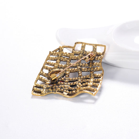Broche Retro de Diamante Hueco en Malla Azul - Image 10