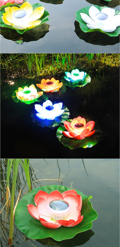 Lámpara Solar Flotante Loto Acuática Impermeable para Estanques - Image 24