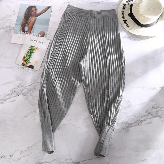 Pantalones Harem de Punto Otoño-Invierno para Mujer Cintura Ajustable - Image 2