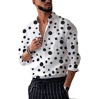 Camisa Manga Larga con Lunares - Estilo Casual Versátil para Hombres y Adolescentes
