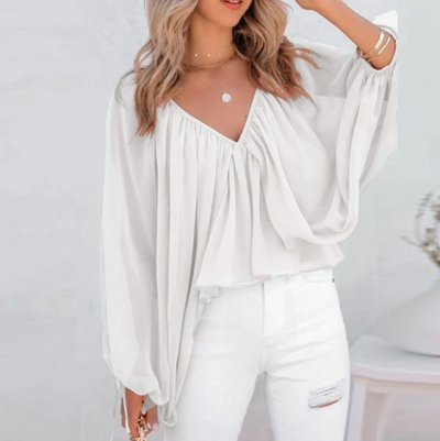 Blusa Casual V-Cuello Manga Larga para Mujer - Image 12