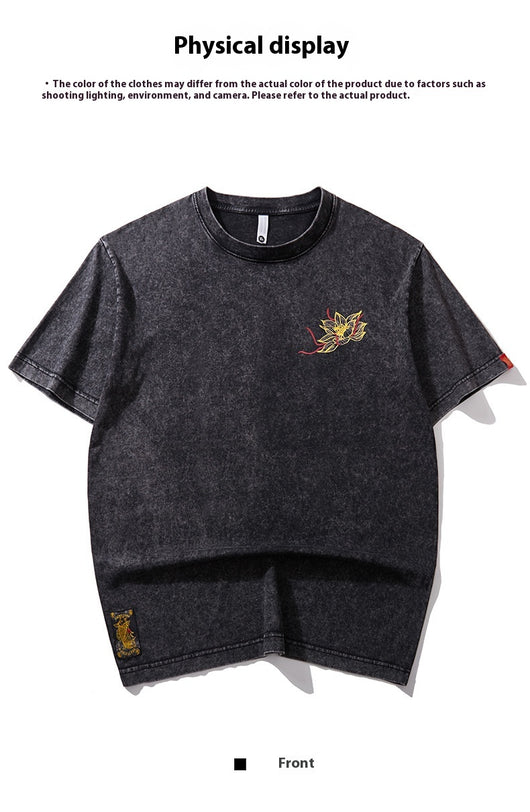 Playera de Pareja Manga Corta para Niño Verano con Bordado de Loto - Image 10