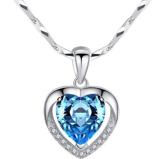 Collar Plata Corazón Océano - Cadena Clavícula Minimalista - Image 2