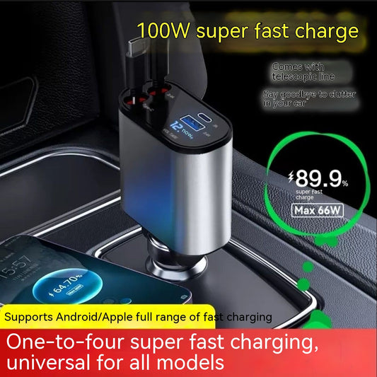 Cargador Retráctil Automático Universal 4 en 1 de Carga Rápida