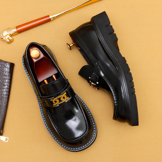 Zapatos de Cuero Lustrado para Hombre - Calzado Business Casual Ancho Elegante