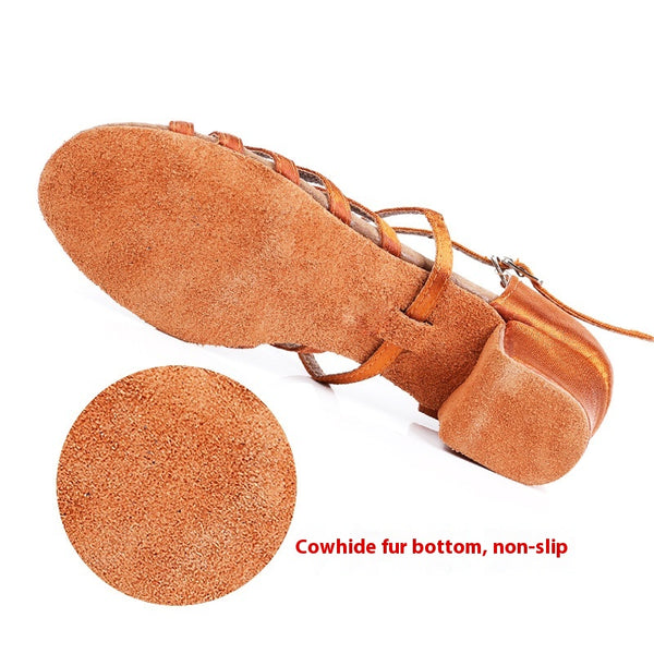 Zapatos de Danza Latina para Niños con Suela Blanda y Tacón Plano