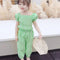 Conjunto Infantil de Dos Piezas con Blusa de Mangas Abullonadas y Estampado Floral