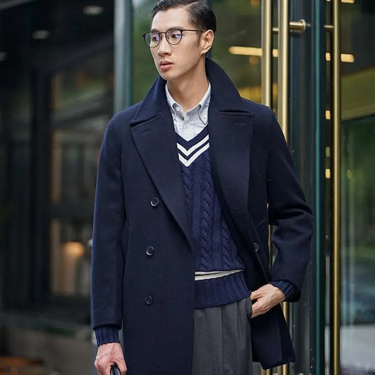 Abrigo de Lana Slim Fit Estilo Náutico Retro para Hombre - Image 10