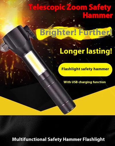 Linterna LED Recargable Multifunción con Martillo de Emergencia y Cortador de Vidrio - Image 7
