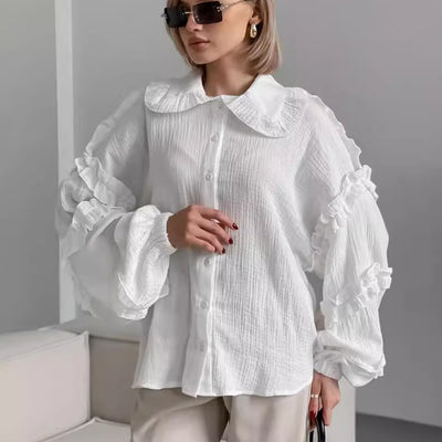 Blusa Larga de Encaje Suelta con Manga Larga para Mujer - Image 22