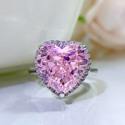 Anillo de Corazón en Plata Esterlina con Diamante de Alto Carbono Corte Hielo - Image 5