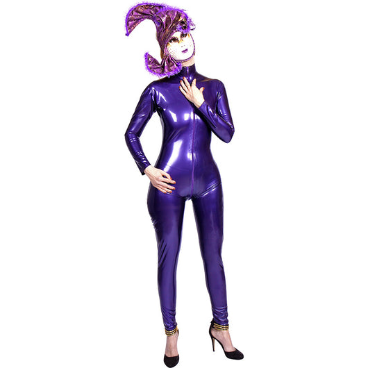 Traje de Látex Púrpura Personalizado para Mujer