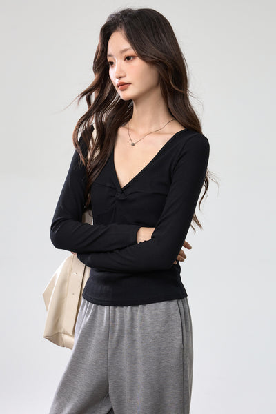 Blusa Elegante Escote Profundo con Nudo y Manga Larga - Image 25
