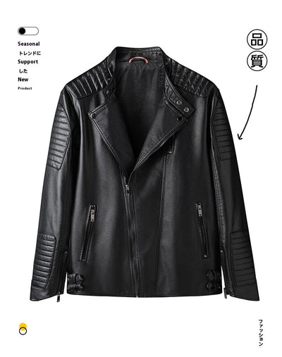 Chaqueta de Cuero para Hombre Primavera Otoño - Estilo Motociclista Casual - Image 14