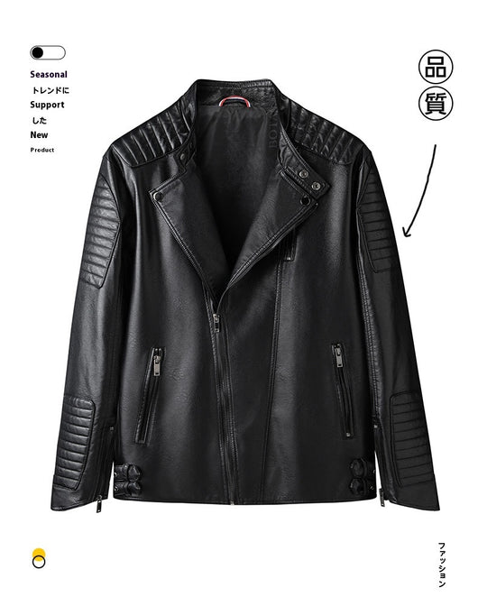 Chaqueta de Cuero para Hombre Primavera Otoño - Estilo Motociclista Casual - Image 14