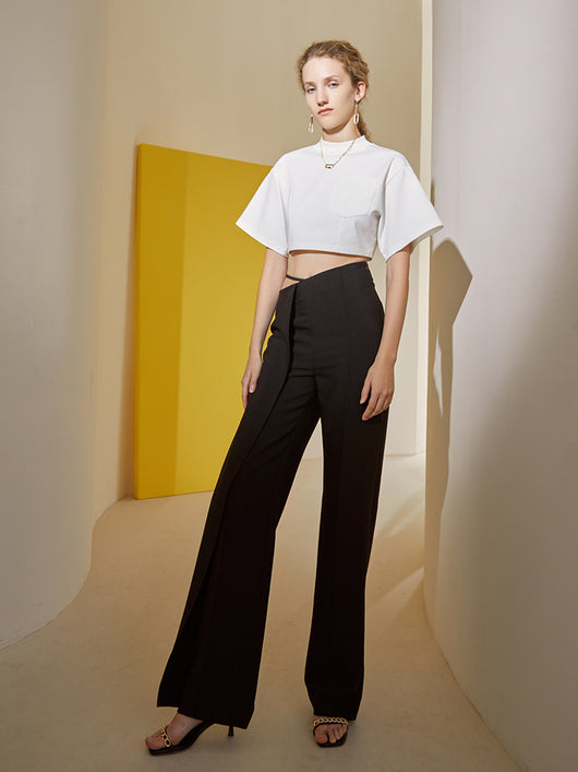 Pantalones de Cintura Alta con Pierna Ancha Irregular - Image 2