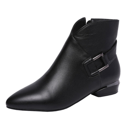 Botas Cortas de Tacón Bajo para Mujer - Estilo Moderno y Cómodo