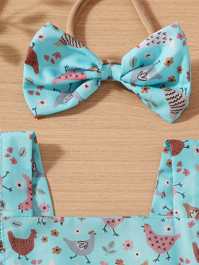 Vestido Infantil Pollo Cartoon con Mangas Volantes - Image 36
