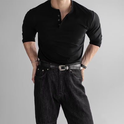 Camisa Slim Fit Manga Larga con Puños Ajustados y Cuello Abierto para Hombre - Image 6