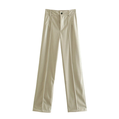 Pantalones Rectos de Cuero PU Slim Fit para Mujer - Image 6