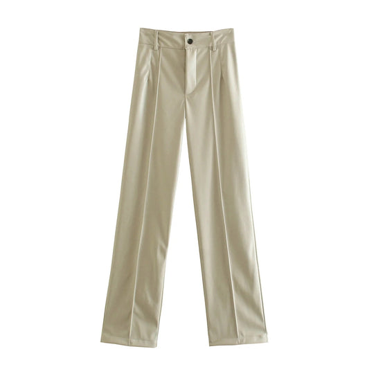 Pantalones Rectos de Cuero PU Slim Fit para Mujer - Image 6