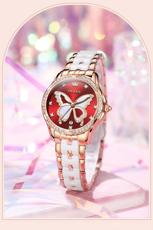 Reloj de Cuarzo para Mujer con Banda Cerámica Luminosa e Impermeable - Image 10