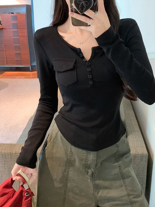 Blusa Larga Elegante Ajustada con Botones para Mujer - Image 17