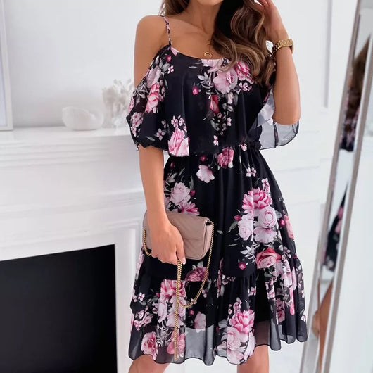 Vestido de Verano con Flores y Volantes - Diseño Hombros Descubiertos - Image 9