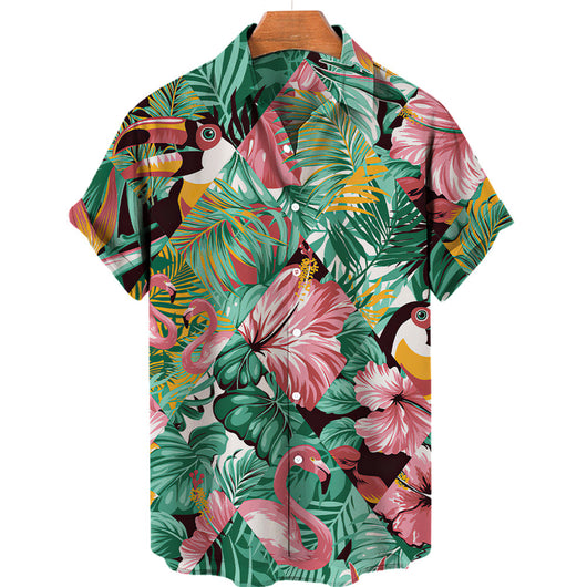 Camisa Hawaiana Tropical con Impresión 3D Digital de Animales de Selva para Hombre - Image 7