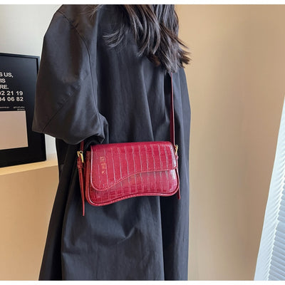 Bolso de Hombro Mujer Cuero PU Patrón Piedra con Hebilla Metálica - Image 23