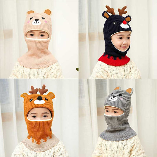 Gorro Infantil con Protección de Felpa y Babero Integrado