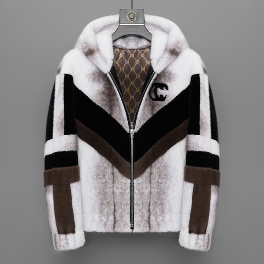 Chaqueta Impermeable con Capucha de Cuero Sintético Premium