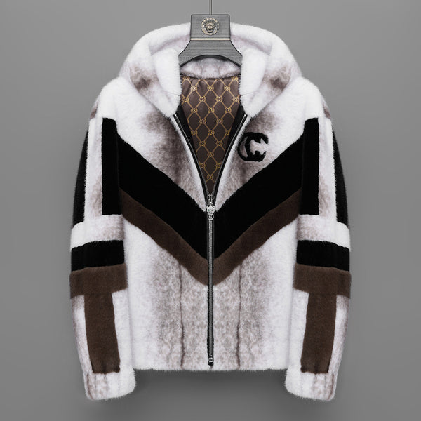 Chaqueta Impermeable con Capucha de Cuero Sintético Premium
