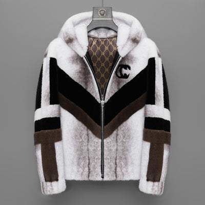 Chaqueta Impermeable con Capucha de Cuero Sintético Premium