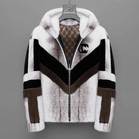 Chaqueta Impermeable con Capucha de Cuero Sintético Premium