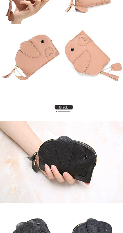 Monedero de Cuero Genuino Elefante Lindo - Cartera Mini Creativa - Image 24