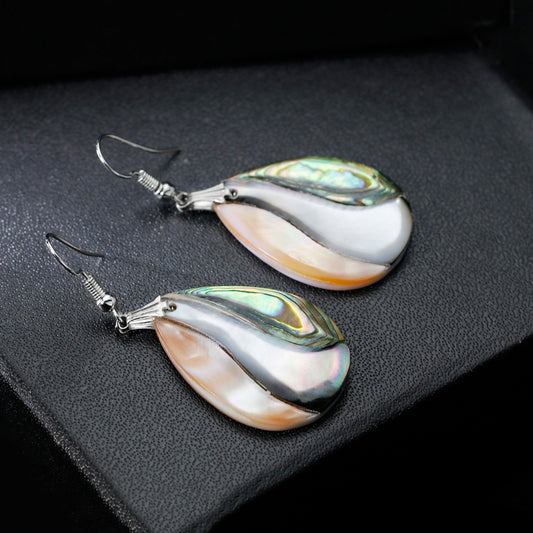 Aretes de Concha de Abulón Natural Europeo y Americano - Elegancia Sofisticada para Mujeres - Image 2